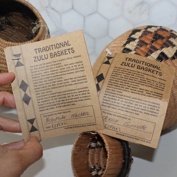 2 traditional ZULU Baskets South African Tribe - Picture 3 of 4